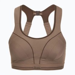 Biustonosz treningowy Shock Absorber Ultimate Run Bra. Brązowe biustonosze Shock Absorber, bez wzorów, z elastanu. Za 219.99 zł.