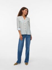 Vero Moda Koszula w kolorze biało-zielonym rozmiar: S. Białe koszule damskie Vero Moda, s, bez wzorów, z wiskozy, bez kołnierzyka, bez ramiączek. Za 92.42 zł.