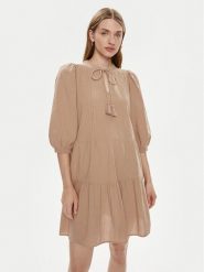 Vero Moda Sukienka letnia Pretty 10279712 Beżowy Regular Fit. Brązowe sukienki damskie Vero Moda, na lato, m, bez wzorów, z bawełny, bez kołnierzyka, bez ramiączek. Za 109.99 zł.