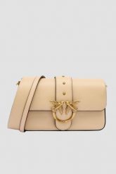 PINKO Beżowa kopertówka Love One Mini Slouchy FL Vitello Morbido. Brązowe torebki wieczorowe Pinko, bez wzorów, ze skóry, eleganckie, bez kołnierzyka, bez ramiączek. W wyprzedaży za 919.99 zł.