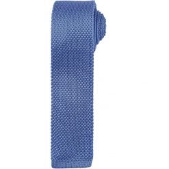Krawat z cienkiej dzianiny Premier. Niebieskie krawaty i muchy męskie PREMIER, bez wzorów, z dzianiny, eleganckie. Za 174.50 zł.