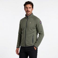 Bluza polarowa turystyczna męska AULP NUMIX trekkingowa rozpinana. Zielone bluzy bez kaptura męskie Aulp, l, z dzianiny. Za 399.99 zł.