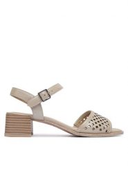 Caprice Sandały 9-28205-46 Szary. Szare sandały damskie Caprice, bez wzorów, ze skóry, bez obcasa, na słupku. Za 228.99 zł.