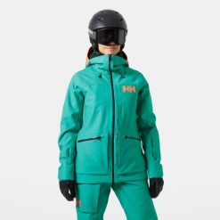 Damska kurtka turystyczna Helly Hansen Powderqueen 3.0. Zielone kurtki damskie Helly Hansen, bez wzorów, bez kaptura, narciarskie. W wyprzedaży za 1,641.00 zł.