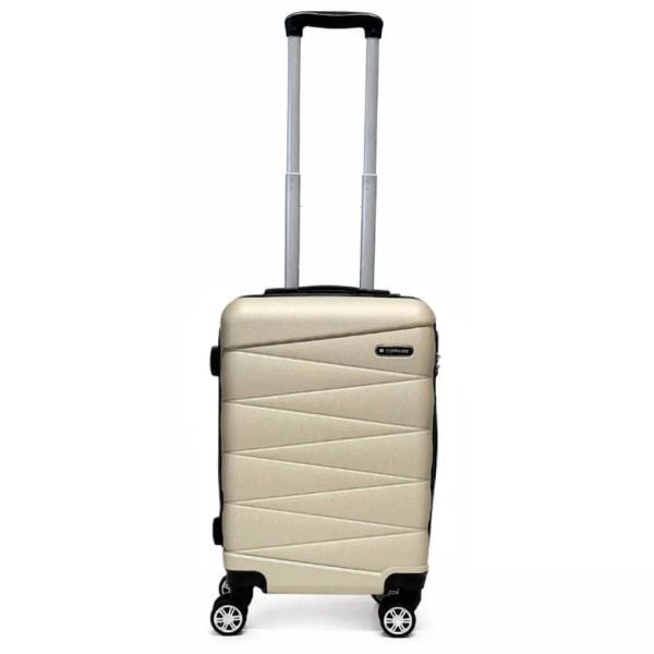 Walizka na kółkach Sapphire ST-2240 złota - mała S DUO. Niebieskie walizki SAPPHIRE, bez wzorów, z gumy, małe. W wyprzedaży za 84.80 zł.