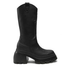 Kozaki Altercore. Czarne kozaki damskie Altercore, bez obcasa, na słupku. Za 399.99 zł.