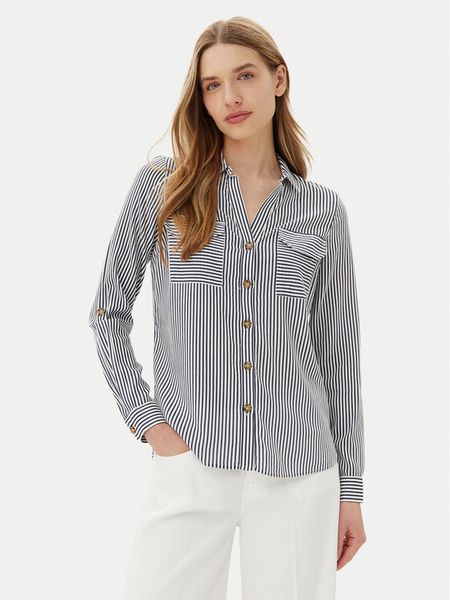 Vero Moda Koszula Bumpy 10275283 Granatowy Regular Fit. Niebieskie koszule damskie Vero Moda, m, bez wzorów, z wiskozy, bez kołnierzyka, bez ramiączek. Za 69.99 zł.
