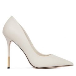 Czółenka Eva Minge. Białe czółenka damskie Eva Minge, bez wzorów, bez obcasa, na szpilce. Za 479.99 zł.