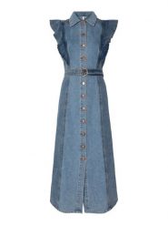 YAS Sukienka jeansowa Cawi 26037659 Niebieski Regular Fit. Niebieskie sukienki damskie YAS, bez wzorów, z bawełny, bez kołnierzyka, bez ramiączek. Za 599.99 zł.