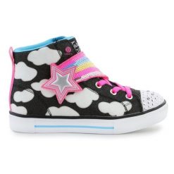 Buty Skechers Twinkle Toes: Twinkle Sparks - Shooting Star 314775L-BKMT czarne. Czarne buty sportowe dziewczęce z aplikacjami, z materiału, bez zapięcia. Za 360.01 zł.