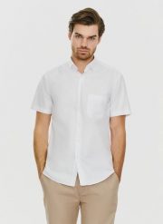 Koszula męska P24SF-1K-001-B. Białe koszule męskie Pako Lorente, m, bez wzorów, bez kołnierzyka, bez ramiączek. Za 69.99 zł.