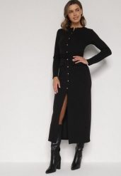 Czarna Sukienka Koszulowa z Wiskozą Guzikami i Paskiem Vetienne. Czarne sukienki damskie Born2be, na co dzień, l, bez wzorów, z wiskozy, bez kołnierzyka, bez ramiączek, maxi, koszulowe. Za 169.99 zł.