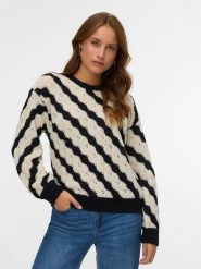 Vero Moda Sweter w kolorze czarno-beżowym rozmiar: XL. Brązowe swetry klasyczne damskie Vero Moda, xl, bez kołnierzyka. Za 95.92 zł.