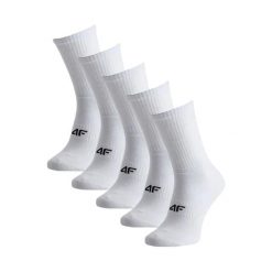 Skarpety męskie 4F 5-pak, bawełniane, bezszwowe, ponad kostkę. Białe skarpetki męskie 4f, bez wzorów, z bawełny. Za 58.99 zł.