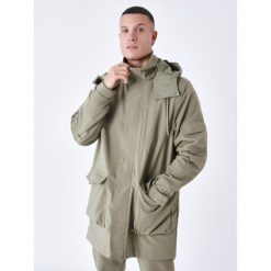 Długa kurtka puchowa z kieszeniami Project X Paris. Zielone kurtki męskie PREMIUM PARTS, na zimę, l, bez wzorów, z materiału, eleganckie, bez kaptura. Za 425.60 zł.