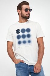 T-shirt męski z logo ARMANI EXCHANGE. T-shirty męskie Armani Exchange, m, bez wzorów, bez kołnierzyka. W wyprzedaży za 186.75 zł.