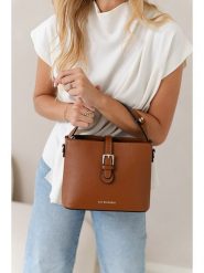 Lia Biassoni Skórzana torebka w kolorze jasnobrązowym - 25 x 20 x 12 cm rozmiar: onesize. Brązowe torebki klasyczne damskie Lia Biassoni, bez wzorów, z materiału, bez dodatków. Za 323.50 zł.