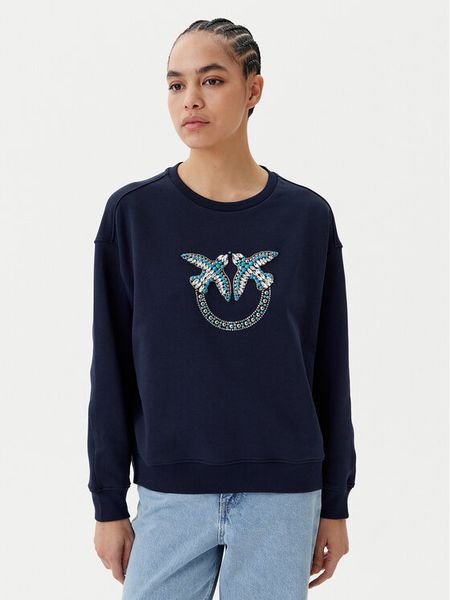 PINKO Bluza Nelly 100534 A2G8 Granatowy Regular Fit. Niebieskie bluzy bez kaptura damskie Pinko, xs, z bawełny. Za 499.99 zł.