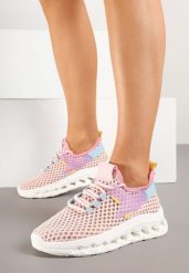 Różowe Buty Sportowe Sneakersy Siateczkowe na Tłoczonej Platformie Lurilia. Czerwone buty sportowe na co dzień damskie Renee, bez wzorów, z jeansu. Za 74.99 zł.