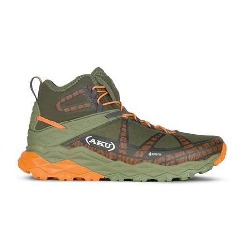 Buty trekkingowe męskie Aku Flyrock Mid Gtx. Zielone buty trekkingowe męskie Aku, z materiału, za kostkę, bez zapięcia, trekkingowe. Za 937.00 zł.