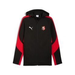 Kurtka dresowa z kapturem Stade Rennais Evostripe. Czarne kurtki treningowe męskie Puma, l, bez wzorów, z dresówki, na fitness i siłownię. Za 366.85 zł.