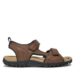 Sandały Geox. Brązowe sandały męskie Geox, bez zapięcia. Za 239.99 zł.
