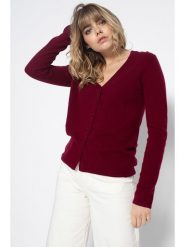 Perfect Cashmere Kaszmirowy kardigan "Paige" w kolorze ciemnoczerwonym rozmiar: L. Czerwone kardigany damskie Perfect Cashmere, l, bez wzorów, z kaszmiru. Za 382.13 zł.