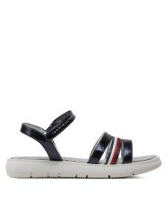 Tommy Hilfiger Sandały Stripes Velcro T4A2-32771-1372 S Granatowy. Niebieskie sandały dziewczęce Tommy Hilfiger, ze skóry, bez zapięcia. Za 269.99 zł.