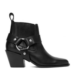 Botki Badura. Czarne botki damskie Badura, bez obcasa, na słupku, bez zapięcia. Za 339.99 zł.