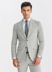 PAKO LORENTE – Szara marynarka garniturowa w kratkę. Szare marynarki męskie Pako Lorente, bez wzorów, z elastanu. Za 799.99 zł.