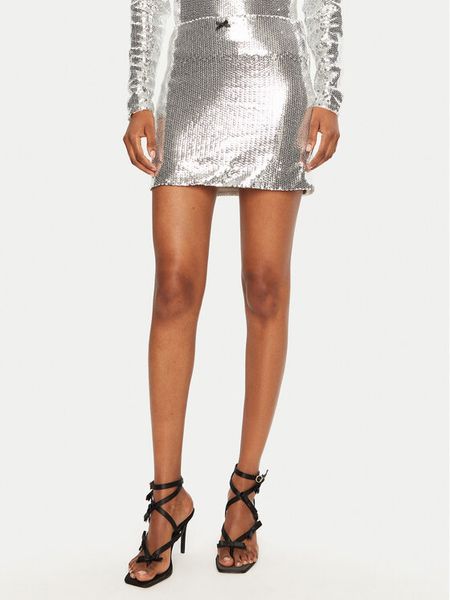 ROTATE Spódnica mini 1132072293 Srebrny Regular Fit. Szare spódniczki damskie ROTATE, bez wzorów, z syntetyku, mini. Za 449.99 zł.