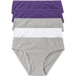 Figi "maxi" (5 par) bonprix jasnoszary melanż - lila - biel wełny. Szare figi damskie bonprix, bez wzorów, z wełny. Za 49.95 zł.