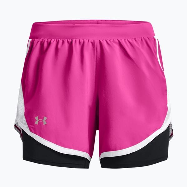 Spodenki do biegania damskie Under Armour Fly By 2.0 2N1. Czerwone szorty damskie Under Armour, bez wzorów, sportowe. Za 119.99 zł.