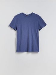 T-shirt regular z bawełny - jasnoniebieski. Niebieskie t-shirty męskie Reserved, l, bez wzorów, z bawełny, bez kołnierzyka. Za 39.99 zł.