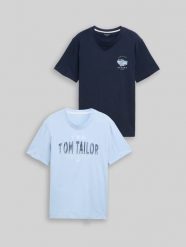 Męska Koszulka Tom Tailor Doublepack T-shirt Light Powder Blue 1048076 21068. Niebieskie t-shirty męskie Tom Tailor, m, bez wzorów, bez kołnierzyka. Za 89.99 zł.