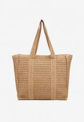 Ciemnobeżowa Plażowa Torebka Shopperka w Stylu Boho Galapira. Brązowe shopper bag damskie Born2be, bez wzorów, bez dodatków. Za 84.99 zł.