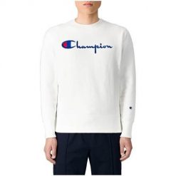 Bluza sportowa męska Champion Reverse Weave Embroidered Script Logo. Białe bluzy bez kaptura męskie CHAMPION, bez wzorów, sportowe, bez kołnierzyka, bez ramiączek. Za 262.00 zł.