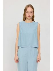MAZINE Top "Denim" w kolorze błękitnym rozmiar: M. Niebieskie topy damskie MAZINE, m, bez wzorów, z denimu, bez kołnierzyka. Za 114.17 zł.