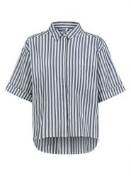 Sublevel Bluzka w kolorze biało-granatowym rozmiar: XS. Białe bluzki damskie Sublevel, xs, bez wzorów, z bawełny, z asymetrycznym kołnierzem, bez ramiączek. Za 104.99 zł.