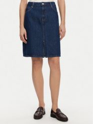 Tommy Hilfiger Spódnica jeansowa WW0WW44390 Granatowy Regular Fit. Niebieskie spódniczki damskie Tommy Hilfiger, bez wzorów, z bawełny. Za 219.99 zł.