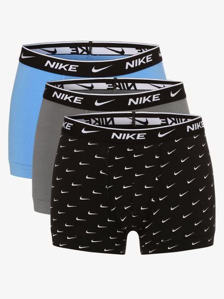 Nike Obcisłe bokserki pakowane po 3 szt. Mężczyźni Bawełna niebieski|szary|czarny|wielokolorowy, XL. Czarne bokserki męskie Nike, bez wzorów, z bawełny. Za 189.95 zł.