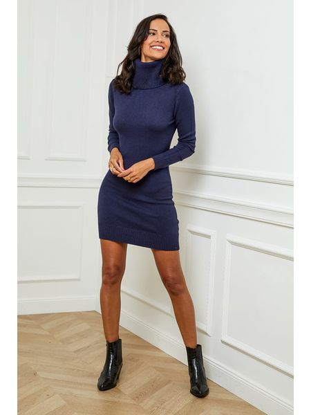 L'armoire de Suzette Sukienka dzianinowa w kolorze granatowym rozmiar: 34/36. Niebieskie sukienki damskie L'armoire de Suzette, l, bez wzorów, z dzianiny, klasyczne, bez kołnierzyka, bez ramiączek, mini. Za 126.15 zł.