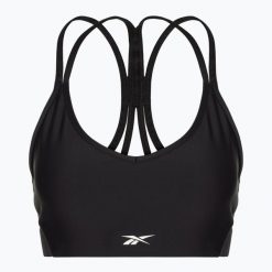 Biustonosz Reebok Lux Low Impact Bra. Czarne biustonosze sportowe damskie REEBOK FITNESS, bez wzorów. Za 119.99 zł.