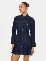 Tommy Jeans Sukienka jeansowa DW0DW20533 Granatowy Regular Fit. Niebieskie sukienki damskie Tommy Jeans, s, bez wzorów, z bawełny, bez kołnierzyka, bez ramiączek. Za 489.99 zł.