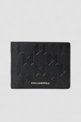 KARL LAGERFELD Czarny portfel skórzany Loom Bifold. Czarne portfele męskie Karl Lagerfeld, bez wzorów. W wyprzedaży za 408.99 zł.