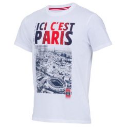 Koszulka męska PSG - ICI C'est Paris. Białe t-shirty sportowe męskie PSG, m, z bawełny, bez ramiączek, do piłki nożnej. Za 169.99 zł.