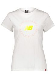 New Balance Koszulka w kolorze białym rozmiar: XS. Białe bluzki damskie New Balance, xs, bez wzorów, z bawełny, bez kołnierzyka, bez ramiączek. Za 61.31 zł.