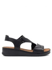 Go Soft Sandały ARC-027-02 Czarny. Czarne sandały damskie GO SOFT, bez wzorów, z materiału, bez obcasa, na płaskiej podeszwie. Za 169.99 zł.