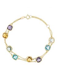 L instant d Or Złota bransoletka "Pépites Multicolores" z kamieniami szlachetnymi rozmiar: onesize. Żółte bransoletki damskie L instant d Or, złote. Za 2,435.99 zł.