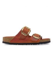 Birkenstock Skórzane klapki "Arizona" w kolorze pomarańczowym rozmiar: 38. Pomarańczowe klapki damskie Birkenstock, bez wzorów, bez obcasa. Za 505.13 zł.